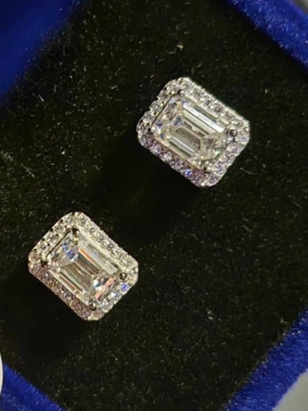 New moissanite lab diamond emerald cut earrings moissanite lab diamond studs